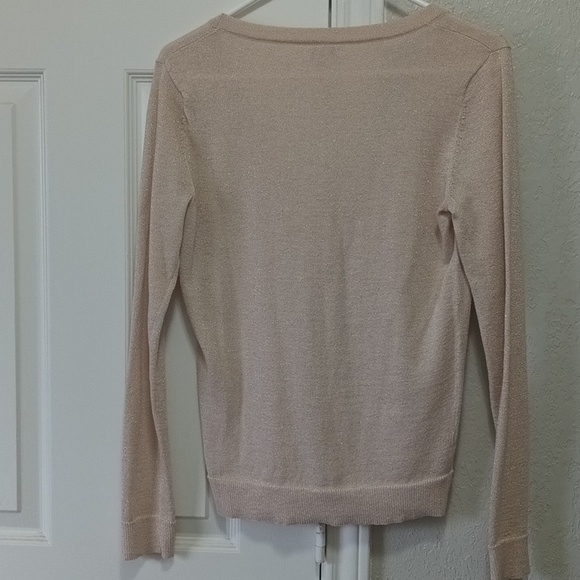 🍀NWOT Merona Blush Pink Button-Up Cardigan with Gold Glittery Detail - Picture 2 of 5
